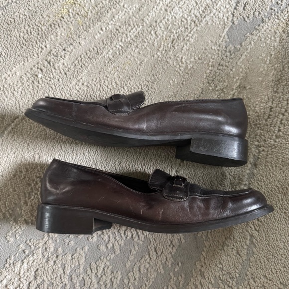 Coach loafers burgundy maroon brown chunky heel classic slip on leather 8.5 - Picture 10 of 11